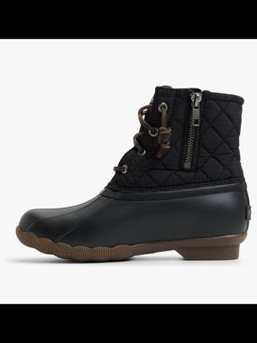 Sperry Quilted Duck Boots in Black and Brown